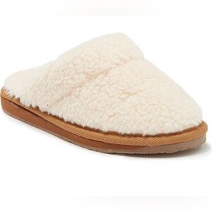 New MINNETONKA Sondra Scuff Shearling Mule Slipper Cream Slip On Size 5